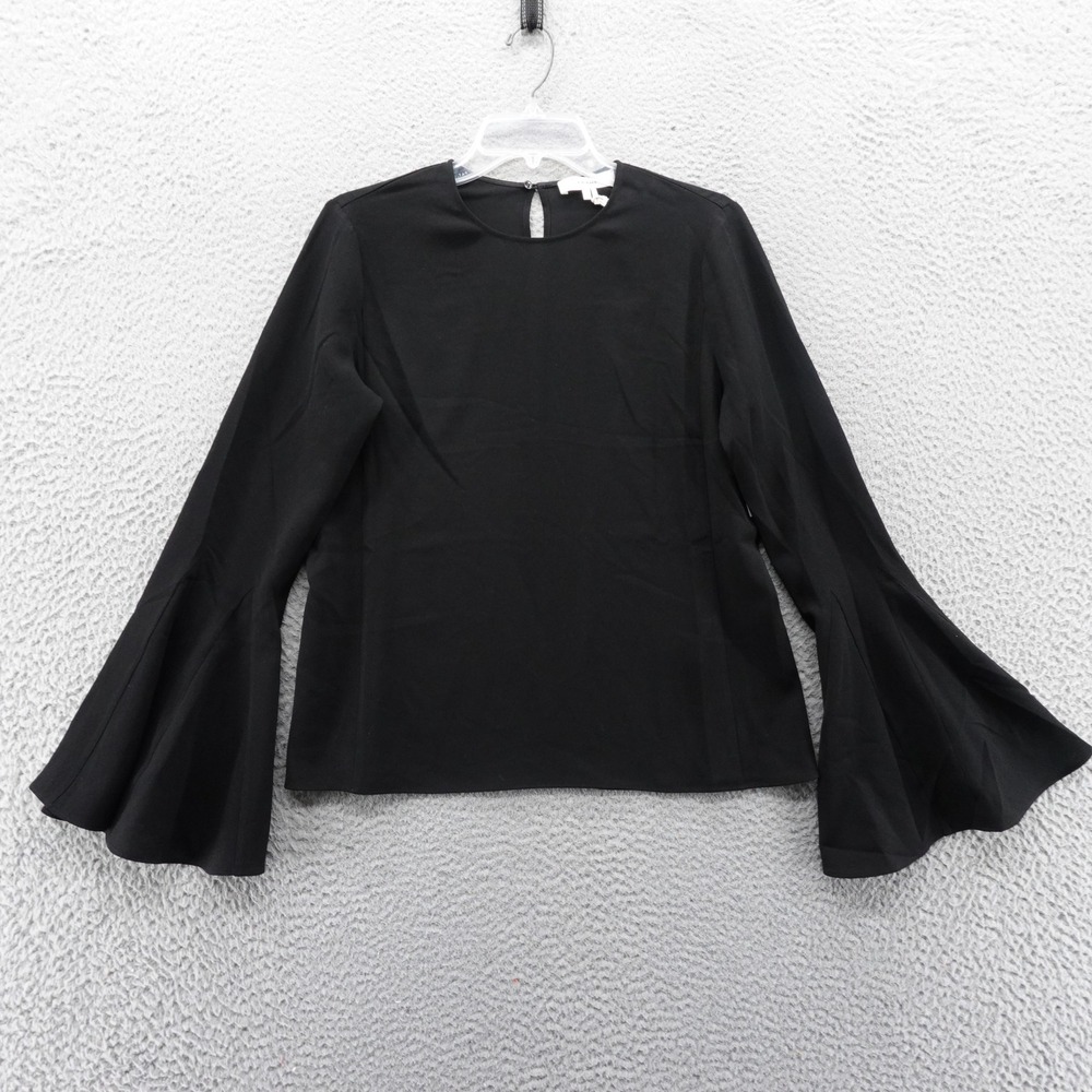 FRAME Black Bell Sleeve Keyhole Neck Blouse Top‎ Womens Small NEW